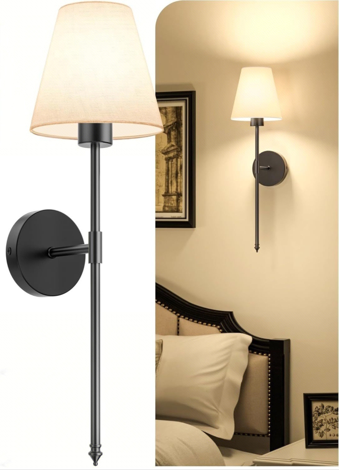Luz de pared sin cableado transfronteriza americana dormitorio cabecera de cama luz de atmósfera decoración de sala de estar cubierta de lienzo recargable lámpara de pared atenuable
