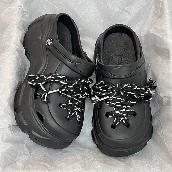 Black tank, shoelaces, handmade