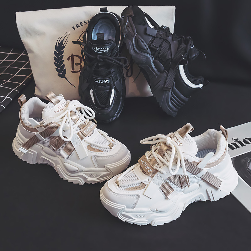 Zapatos de papá para las mujeres 2024 primavera nueva moda zapatos de senderismo a juego transpirable feo lindo casual zapatilla ins zapatos de moda