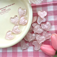 甜酷冰透水波紋愛心桃心樹脂配件 diy手作髮夾材料貼片服飾配飾女