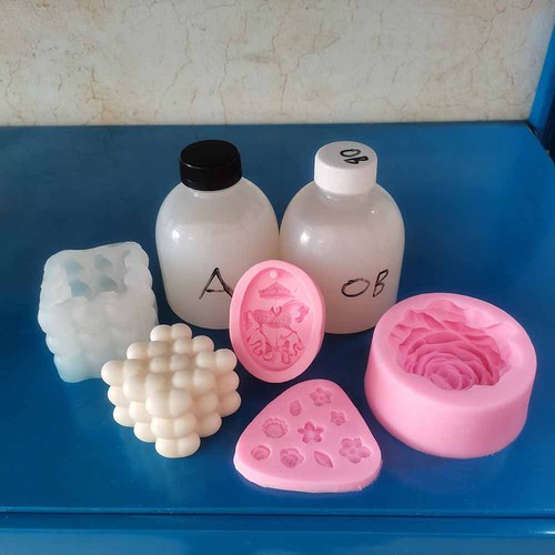 Silicone gumpaste candle cake concrete 0, 5, 10, 15 degrees 100:100 liquid AB glue add moldable silicone