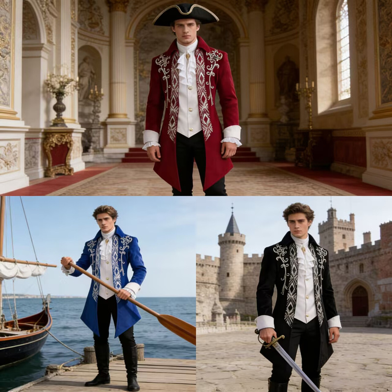 New Men's Gentleman's Tailcoat Medieval Jacket Gothic Victorian Frock Coat Uniform New Men's Gentleman's Tailcoat Medieval Jacket Gothic Victorian Frock Coat Uniform