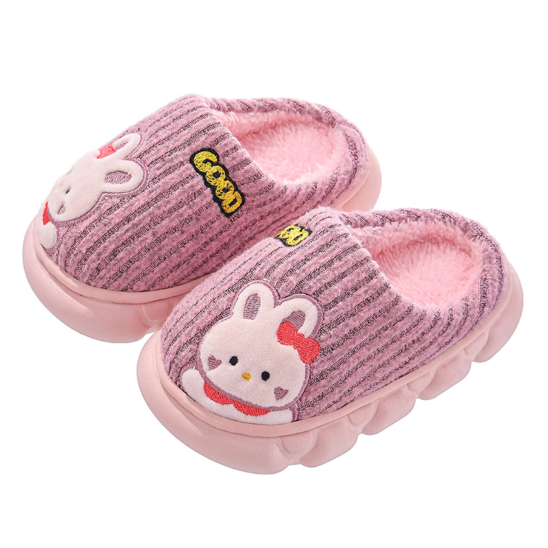 Otoño y invierno zapatillas de algodón para niños, niños y niñas, calentamiento y terciero, niños pequeños y medianos, lindos zapatos de algodón para padres e hijos en casa.