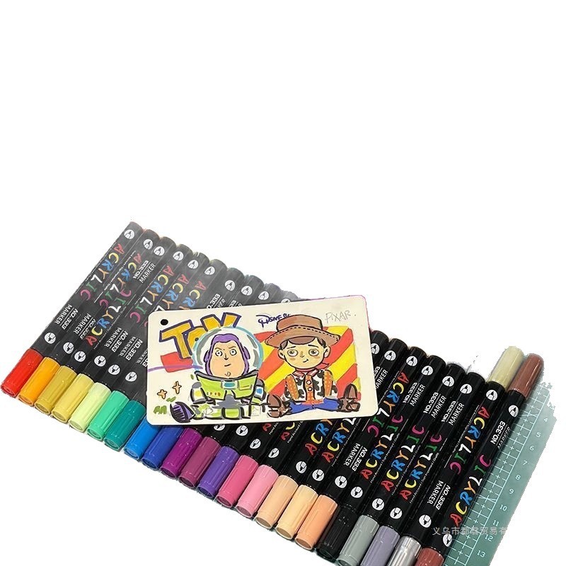 软头丙烯马克笔双头双色美术绘画12色儿童专用涂鸦diy手账记号笔|undefined
