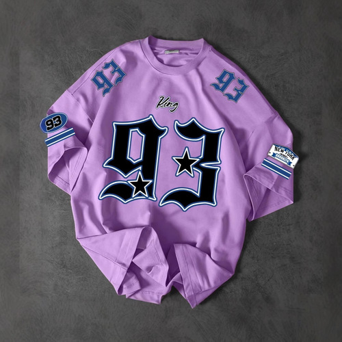 European and American-style casual, minimalist digital 93 fashion basic T-shirt—customizable graphic design, crew neck, short sleeves—for both men and women