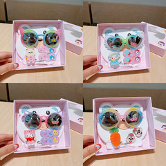 Children's jewelry gift cute little girl cartoon hair tie duckbill clip sunglasses jewelry gift set box