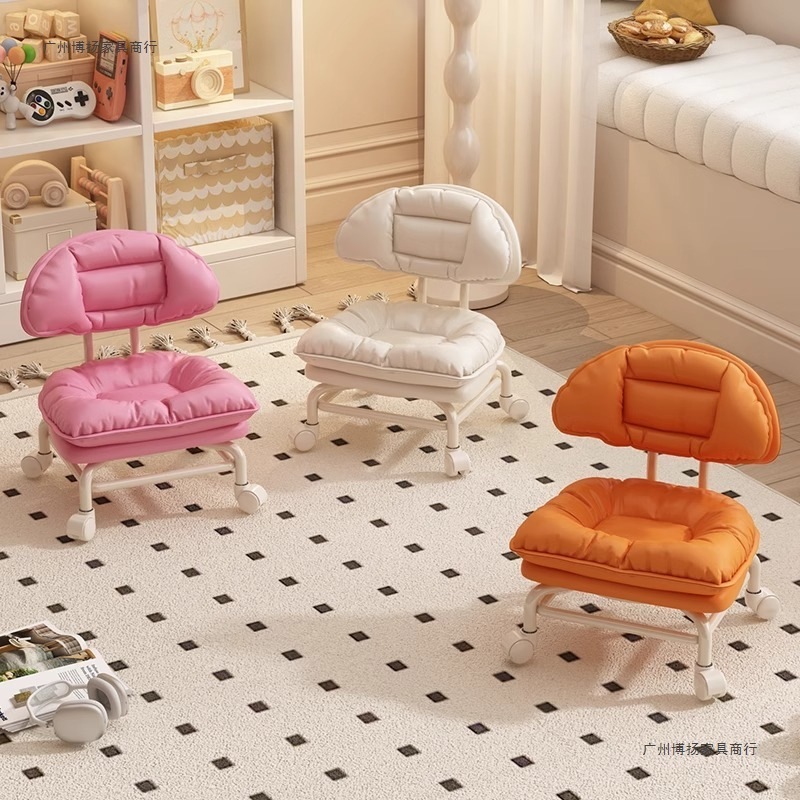 Swivel Small Stool with Silent Wheels, Backrest Low Stool, Movable Stool, Coffee Table, Children's Toddler Chair Factory