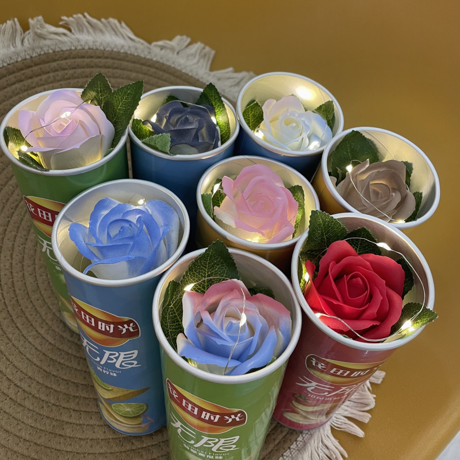 薯片罐装花永不凋零的花生日礼物送女生长辈节日礼物圣诞惊喜礼盒