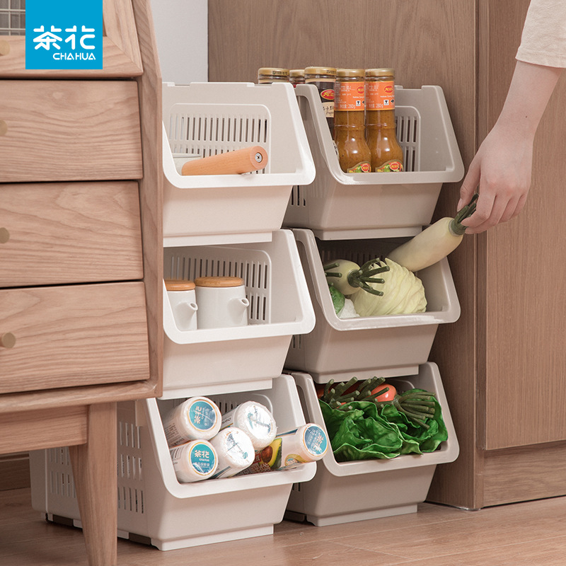 Camellia Kitchen Storage Rack Vegetable Rack with Wheels Layered Rack Fruit Inclined Stacked Storage Basket 2894