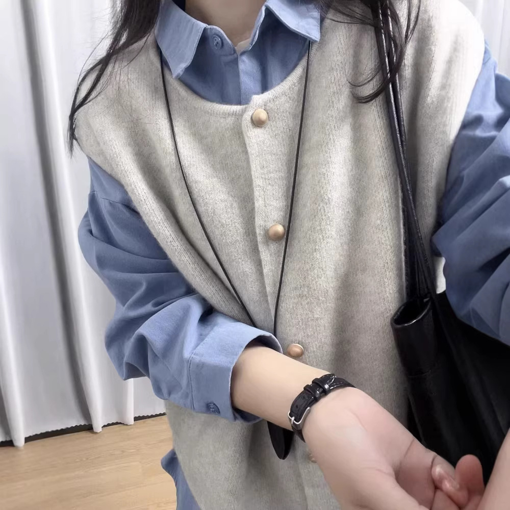 Blue shirt, vest