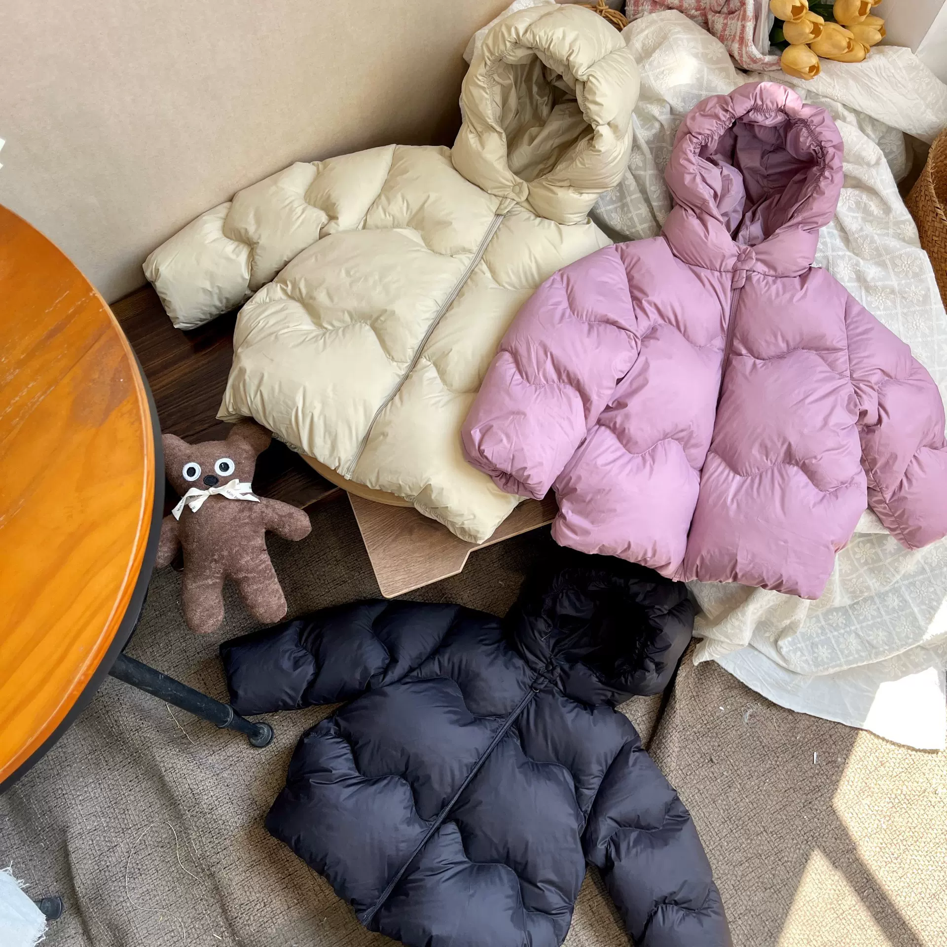 2025秋冬新款儿童90白鸭绒杜邦三防短款连帽羽绒服宝宝保暖外套