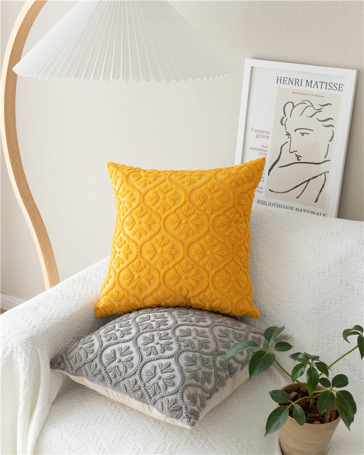Housse de coussin de chevet brodée en trois dimensions, motif géométrique, motif floral, style européen et américain, décoration pour la maison_voghion.com