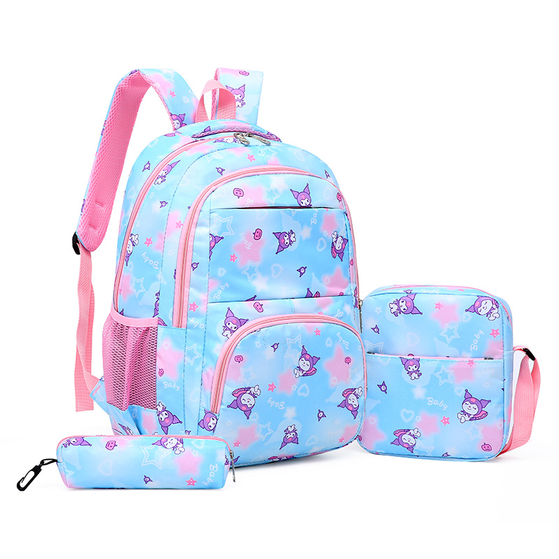 Cartoon transfronterizo mayorista de tres piezas paquetes de bolsas escolares de estudiantes de secundaria primaria y secundaria mochila con billetera