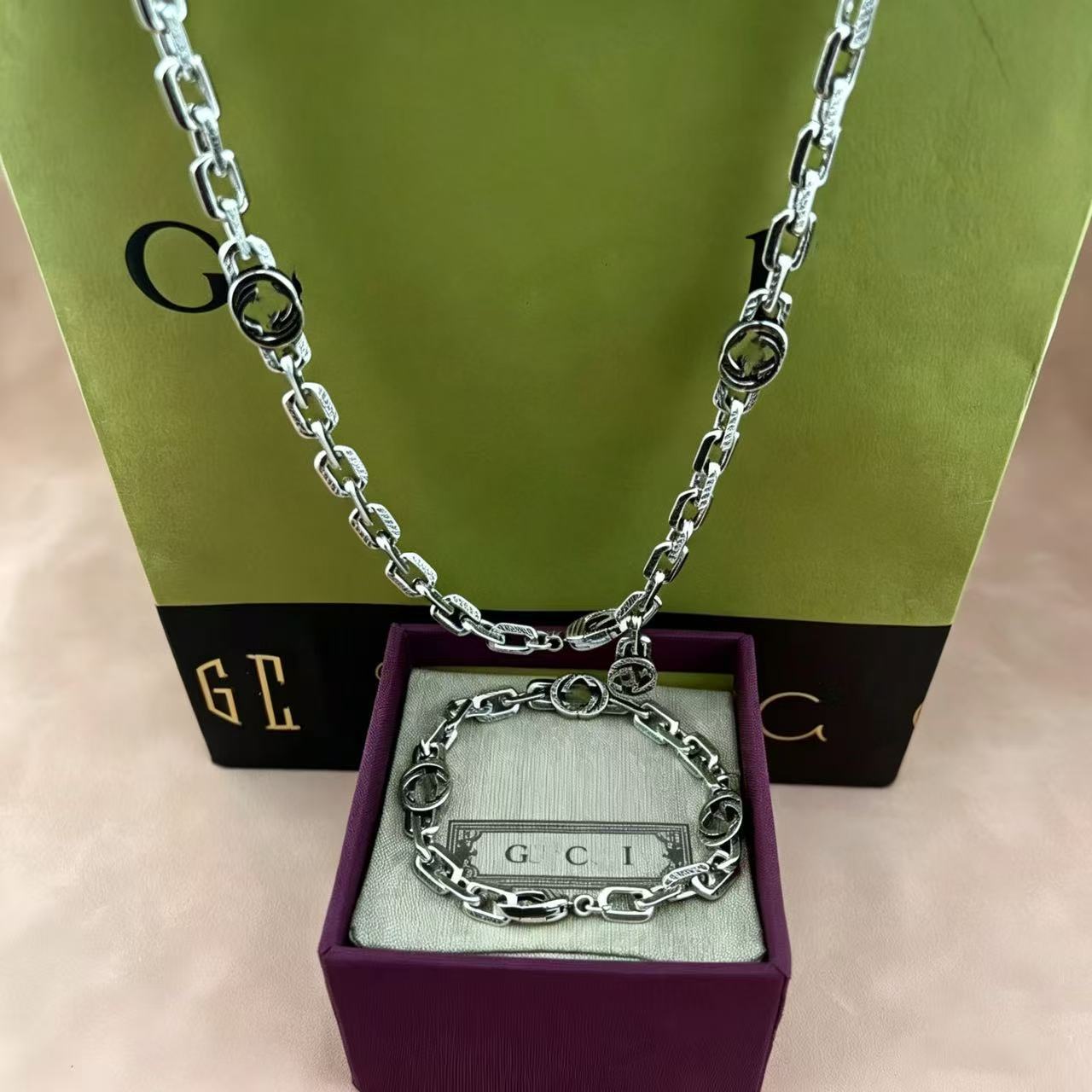 经典复古做旧工艺双G链条 百搭不掉色小众高级感男女同款厂家首饰
