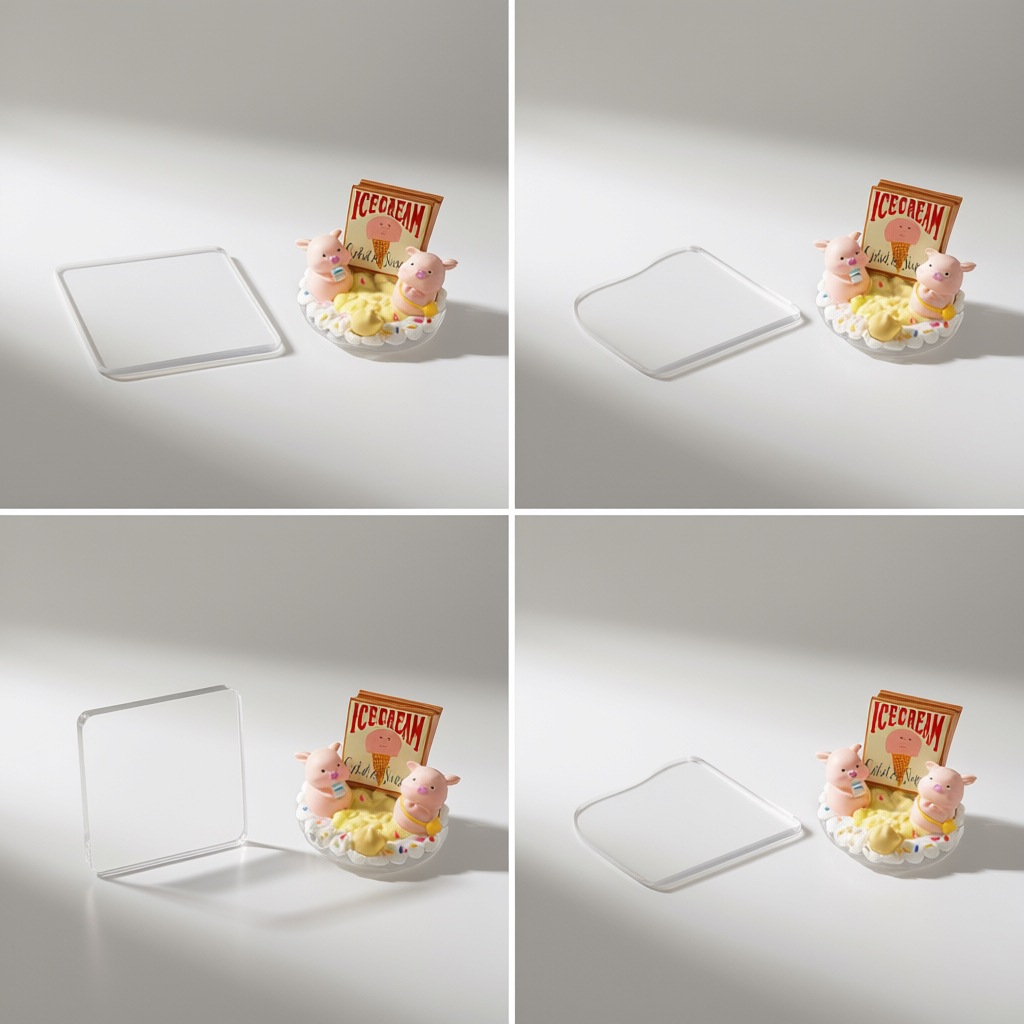 透明圆形亚克力板奶油胶流体熊底座云朵手机支架DIY材料可代发