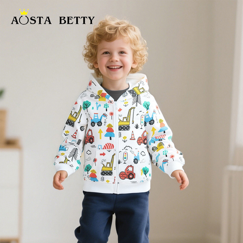 25 New Styles of Boys' Jackets for Spring and Autumn, Children's Excavator-Themed Jackets for Older Boys