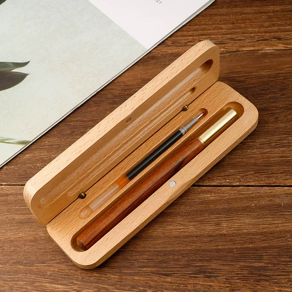 Magnetic White Wood Pen Box Maple Gift Box Solid Wood Storage Box Retro Flip Pen Box Can Be Engraved with logo