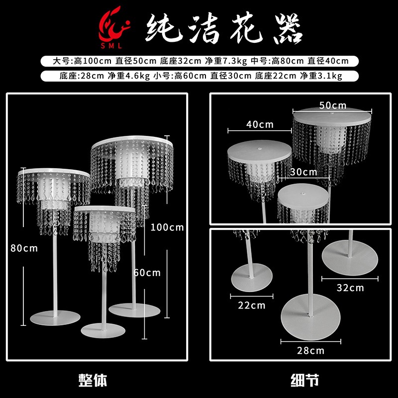 Nueva mesa de bodas, flor, candelabro, mesa de cristal de metal, estante de flores, banquete de bodas, decoración de mesa principal, accesorios, Mei Chen