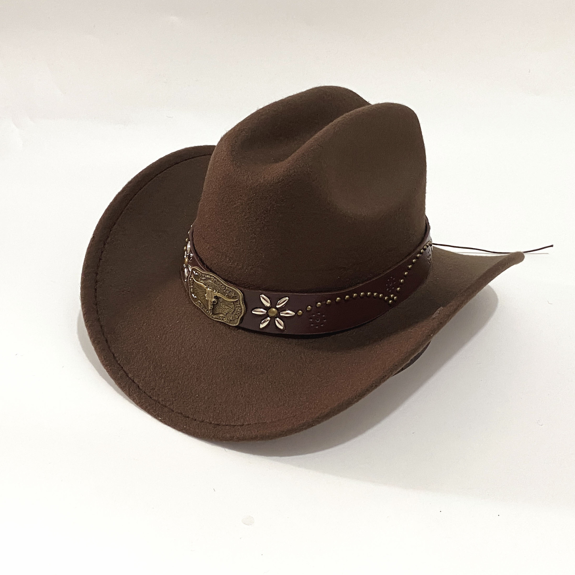 Double concave Xizang felt hat cowboy hat men's and women's hat western cowboy hat new belt hat with riding hat