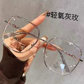 韩系显白橄榄绿多边形大框眼镜女近视可配有度数适合方圆脸眼睛架