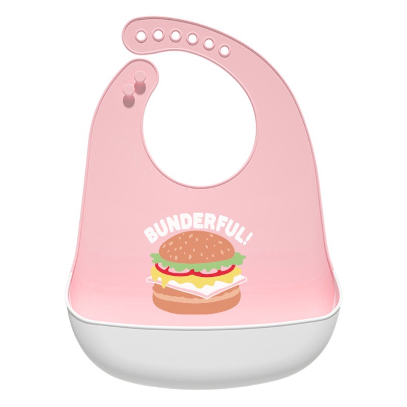 Silicone Baby Baby Food Bib Three-dimensional Waterproof Super Soft Food Food Bucket Children's Children's Large Slippery Bucket