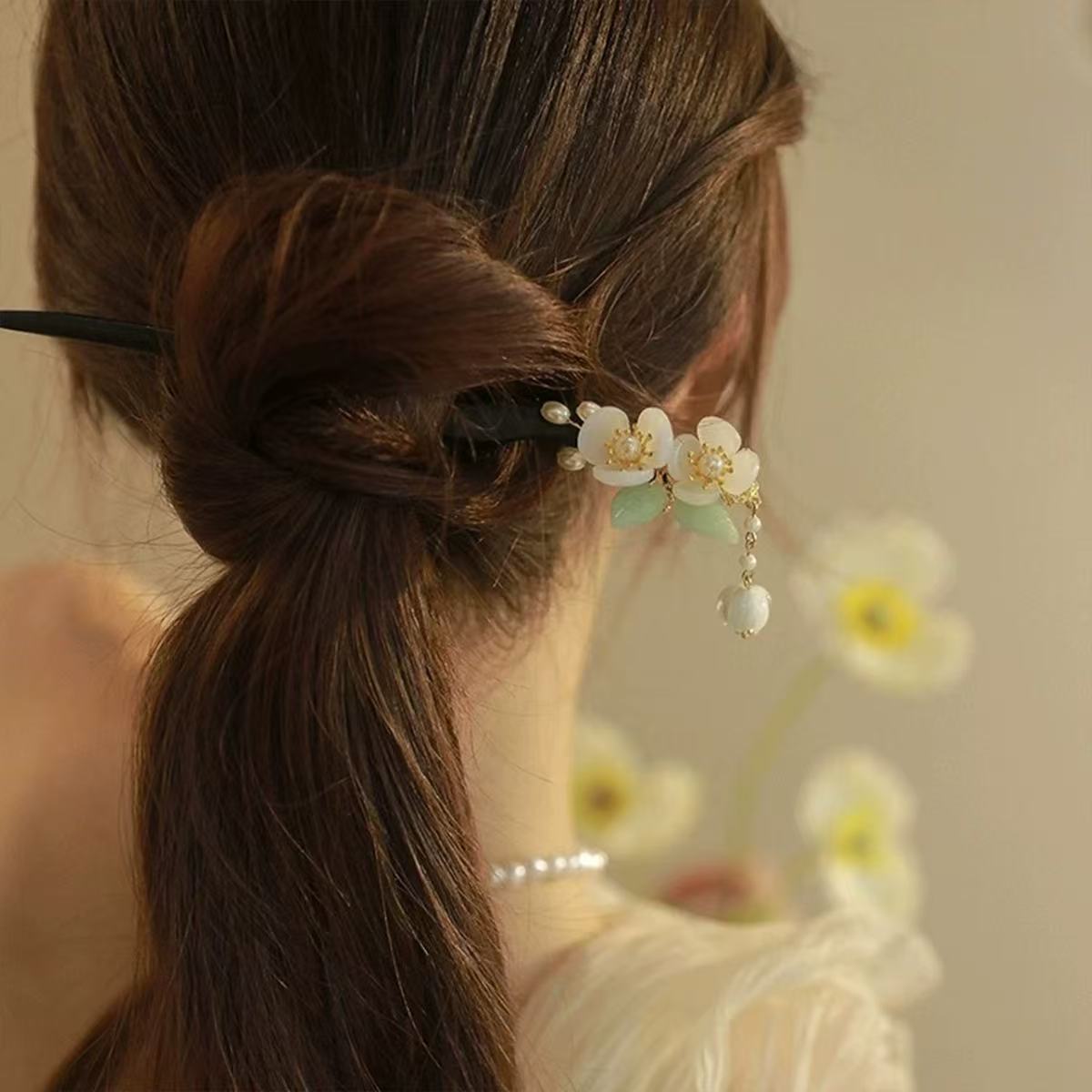 Magnolia pinzas de cabello para mujeres de alto nivel de movimiento de movimiento de estilo antiguo pinzas de cabello de estilo chino nuevo toque de cabello de estilo chino