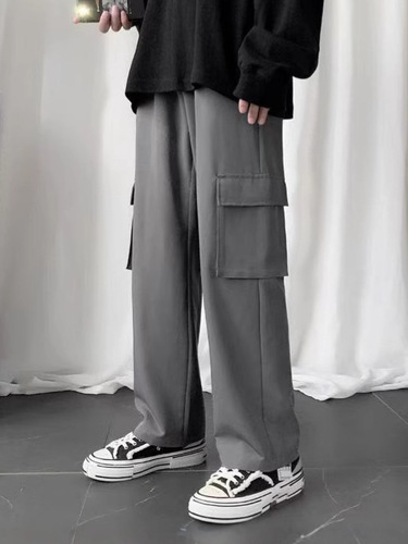 Men's Summer Work Pants Korean Style Trendy Straight Leg Loose Wide Leg Pants Instagram Hong Kong Style Fashion Brand Spring and Autumn Casual Long Pants