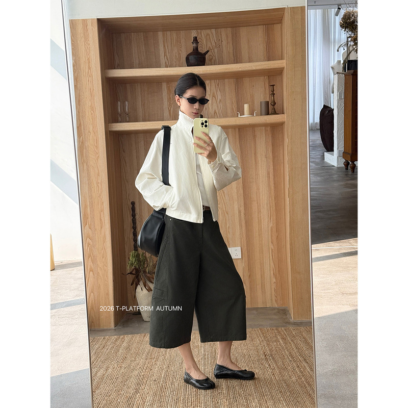 T-PLATFORM 2026 Early Autumn New High-Waisted Wide-Leg Cropped Cargo Pants for Women, Cool and Stylish Casual Pants 26087 T-PLATFORM 2026 Early Autumn New High-Waisted Wide-Leg Cropped Cargo Pants for Women, Cool and Stylish Casual Pants 26087