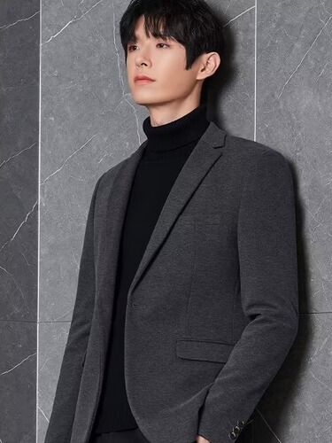 【Special】Autumn and Winter Men's Casual Suit Jacket Slim Korean Style Woolen Overcoat Suit Set Top Single Trendy