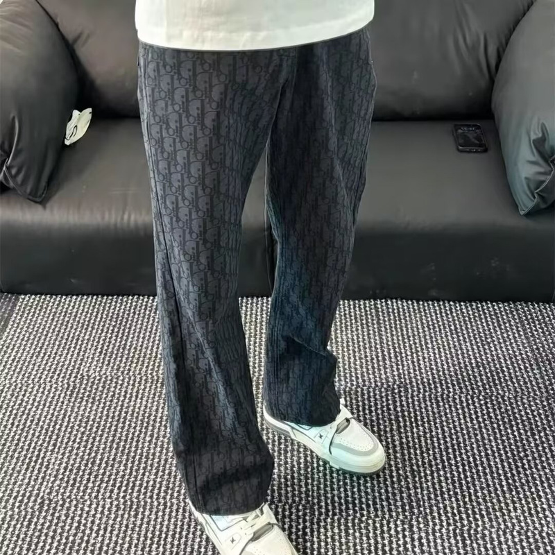 2025 Summer Trendy Brand Handsome Straight Fashion Loose Casual Long Pants Men's All-Over Printed D Retro Letter Jeans