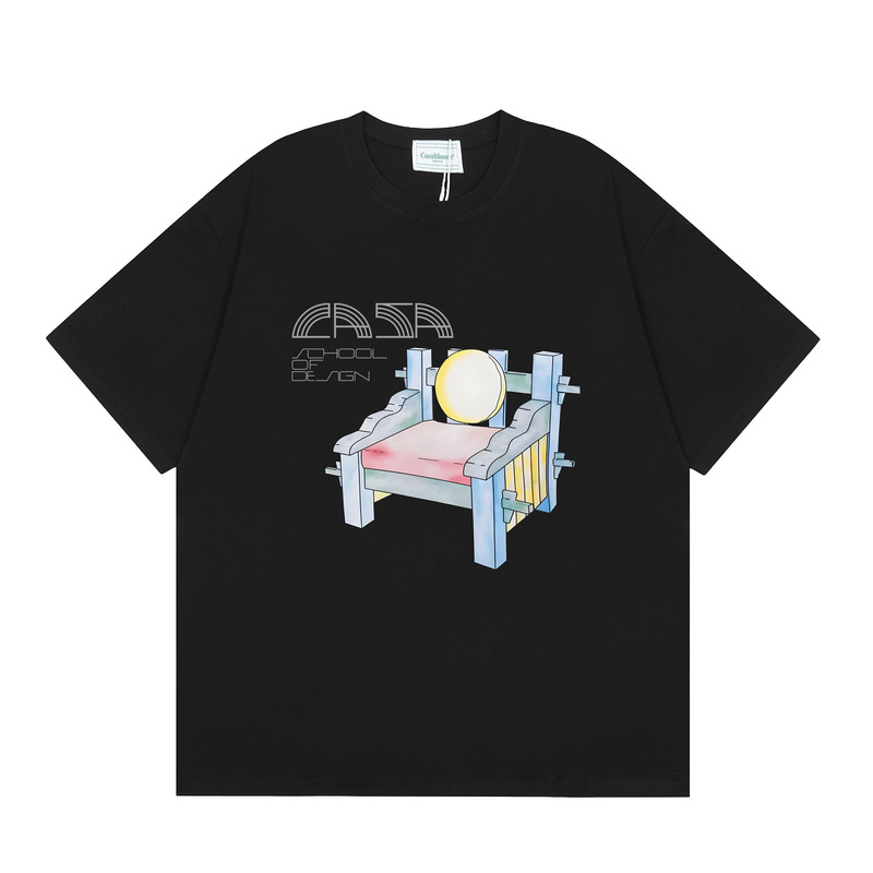クロスボーダーカサブランカ夏新作カサドリームゲートプリント男女兼用ルーズ半袖Tシャツ純綿|undefined