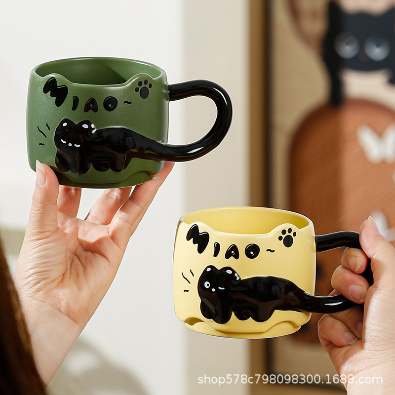 猫セラミックカップ朝食カップマグ見栄えの良いかわいいマグお土産セラミックカップミルク朝食カップ|undefined