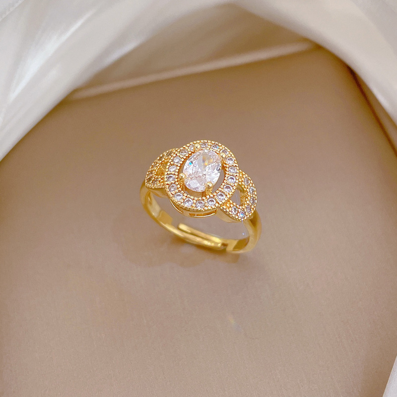 Anello leggero di lusso a forma di uovo con diamanti incastonati, apertura regolabile, gioiello semplice giapponese, anello per coppie_voghion.com