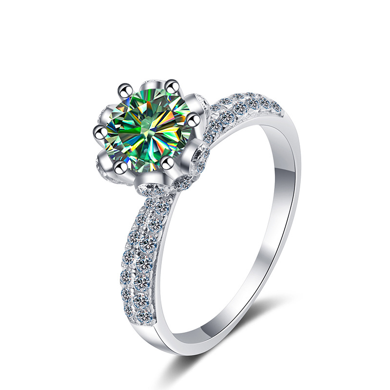 Transfronterizo para 2022 nuevo anillo de plata esterlina s925 de 1 quilate para mujeres, anillo de piedra de moissanita, ventas calientes