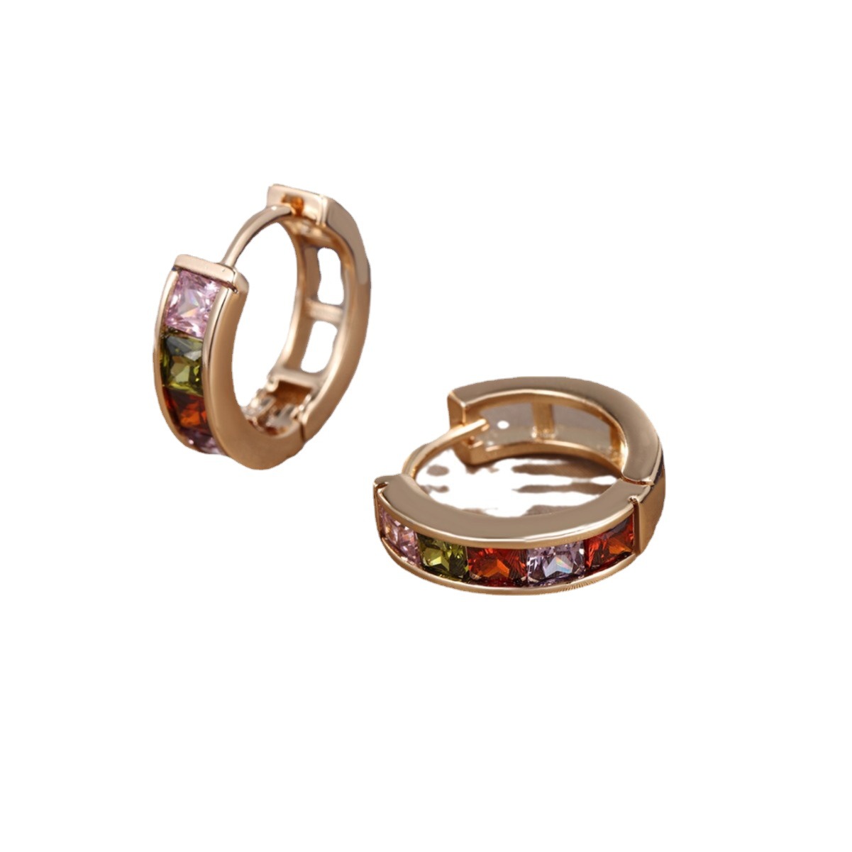 Pendientes de aro cuadrados de circonita de colores estilo ruso Xuping, pendientes de moda europeos y americanos, pendientes de lujo ligero para mujer