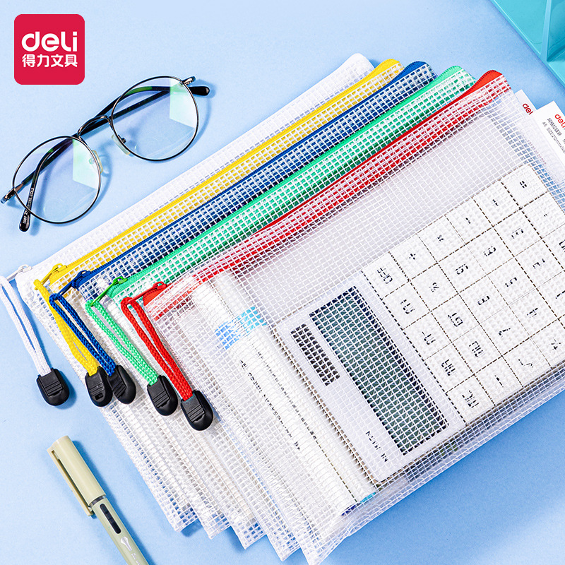 Bolsa de archivo de malla de poder a5 bolsa de cremallera impermeable bolsa de examen transparente bolsa de almacenamiento de estudiantes papel de examen bolsa de mano