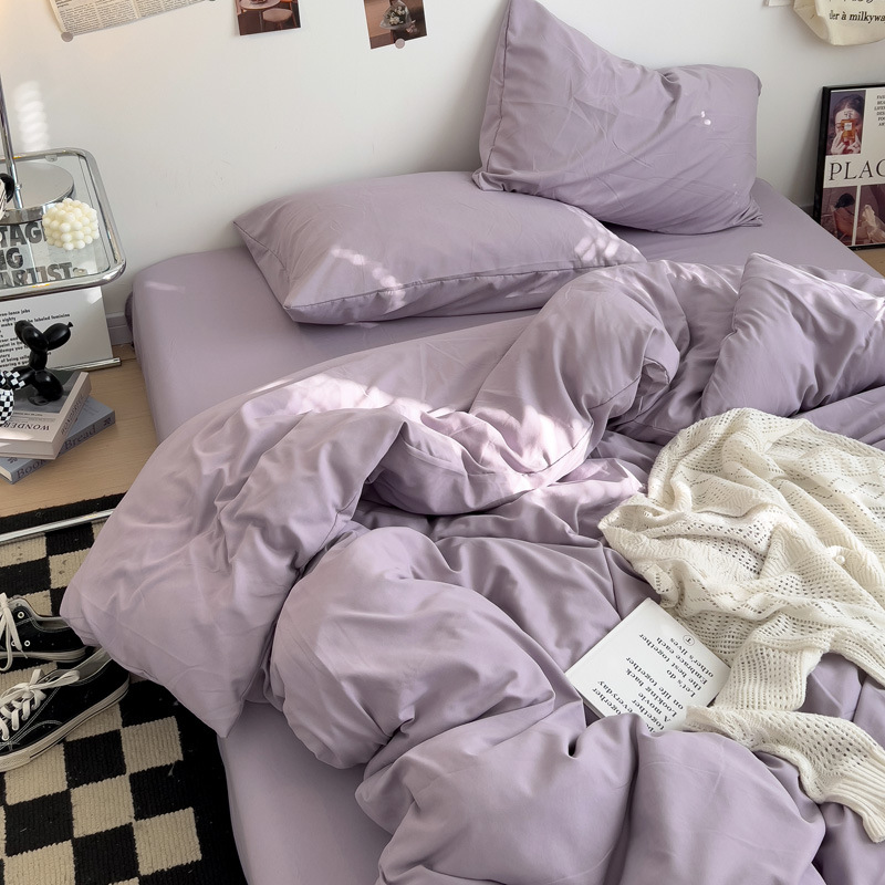 Madre y bebé clase A dormitorio desnudo cuatro piezas de algodón puro algodón colcha cubierta sábanas de cama de dormitorio de estudiantes tres piezas de conjunto