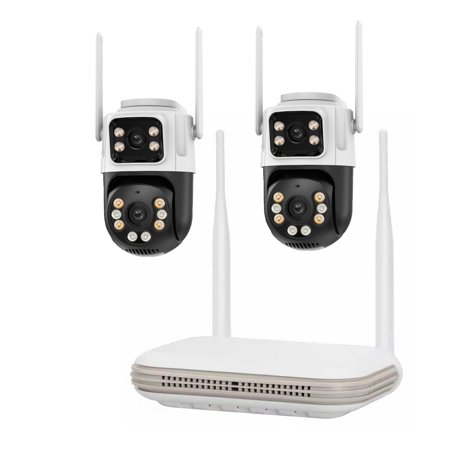CCTV监控系统wifi带屏双目球机监控摄像头套装摄像头小体积录像机