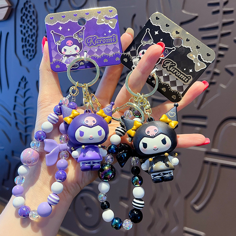 Authentic Cartoon Sanrio Kt Bracelet Keychain Doll Pendant Creative Kuromi Bag Keychain Small Pendant