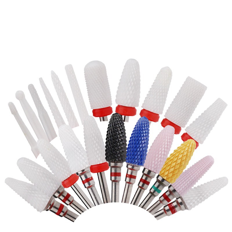 Cabeza de pulido de cerámica para uñas, esmalte de uñas de manicura, pulido de pegamento, broca, cabezal de pulido de cerámica cilíndrica de maíz