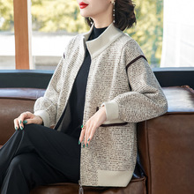 中老年女装休闲毛呢韩国绒上衣2025妈妈秋冬新款洋气立领减龄外套