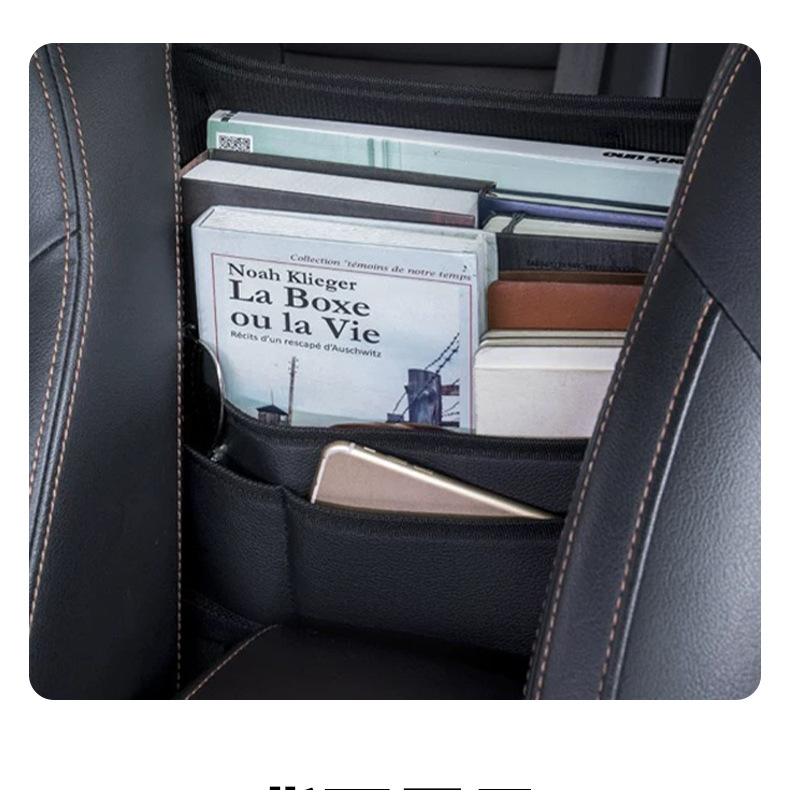 Multifunctional Car Central Console Storage Bag, Seat Storage Pouch, Car Storage Bag Made of Leather with Partitioned Storage