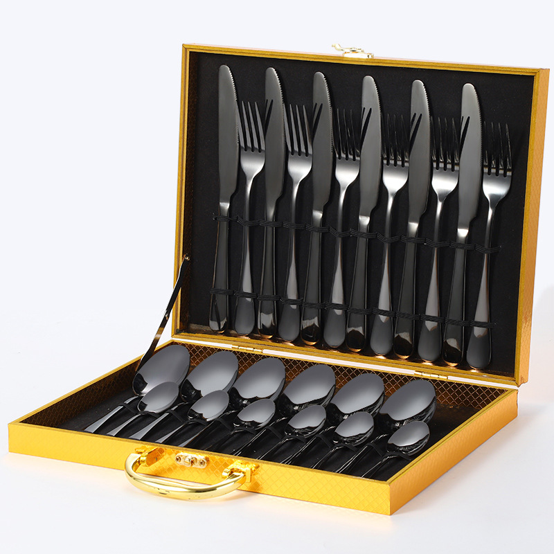 1010 블랙 나이프, 포크, 스푼 24개(골드박스)