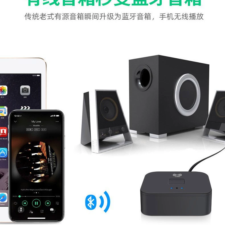 Bluetooth NFC аудиоприёмник, RCA и 3,5 мм, Bluetooth 5.0, автомобильный/домашний беспроводной адаптер