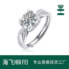 925银戒指 精工镶嵌莫桑石精致婚戒小众设计高级首饰欧美跨境专供