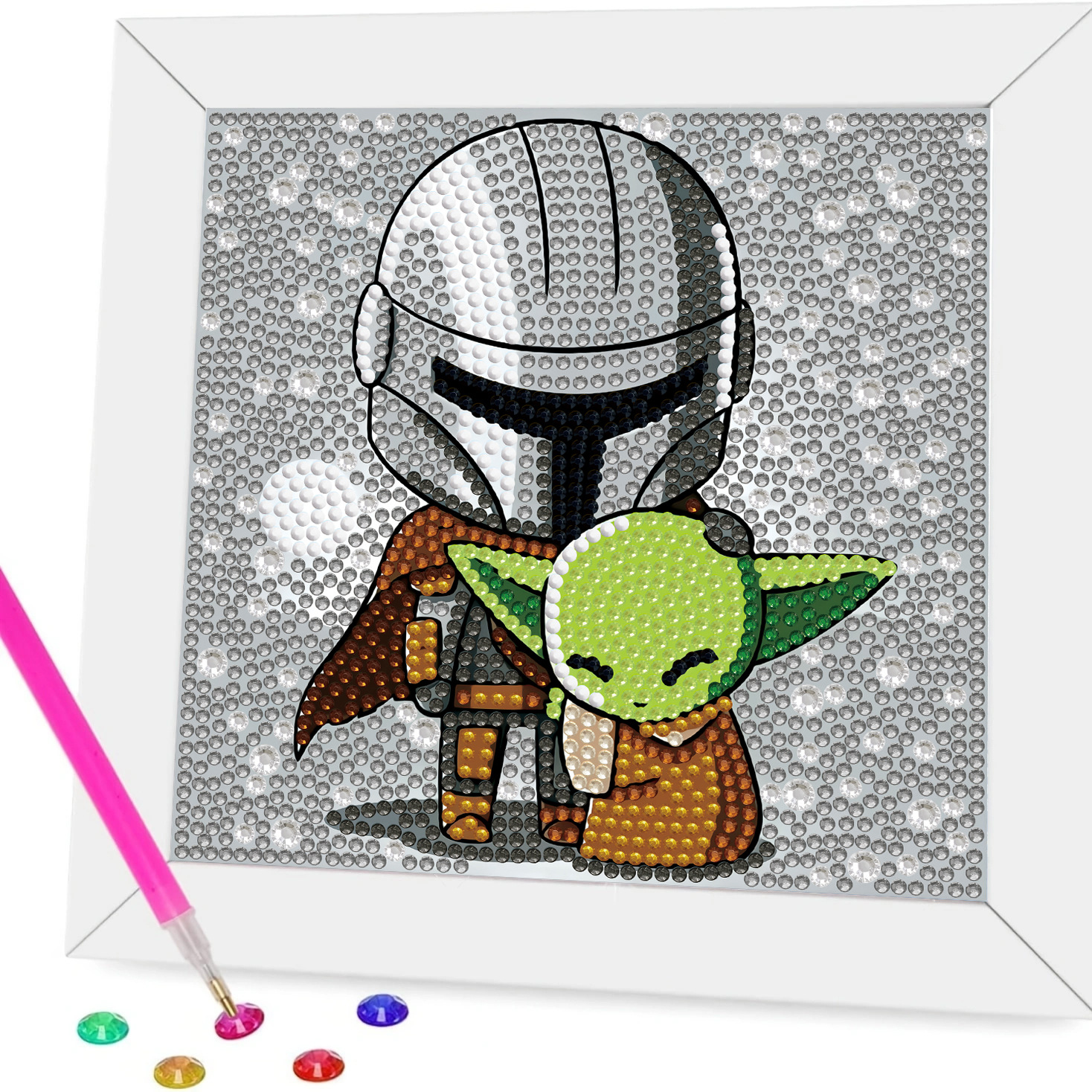 Taller artesanal pintura de diamantes marca DIY tamaño de diamantes Star Wars regalo para niños Yoda bebé lleno de diamantes brillante pintura de diamantes