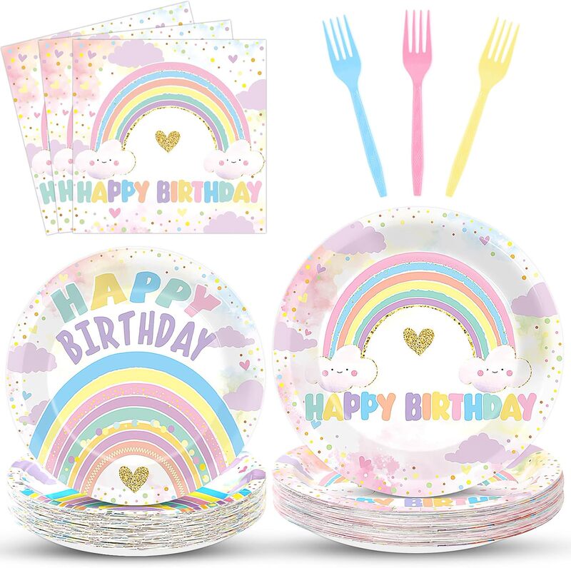 Bohemian Pastel Rainbow Party Paper Plates and Napkins Rainbow Cloud Theme Party Girls' Birthday Party Decorations Bohemian Pastel Rainbow Party Paper Plates and Napkins Rainbow Cloud Theme Party Girls' Birthday Party Decorations