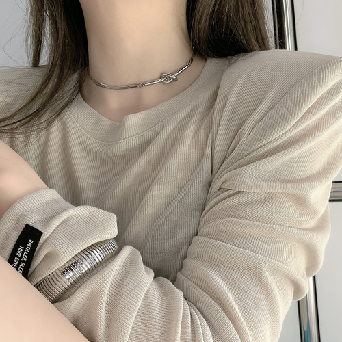 New original knotted necklace titanium steel non-fading cold style versatile short pull clavicle chain necklace