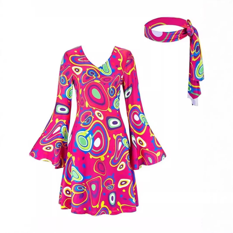 Amazon 70S and 80S Disco Clothing Hippie Style Dress with Headband Amazon 70S and 80S Disco Clothing Hippie Style Dress with Headband