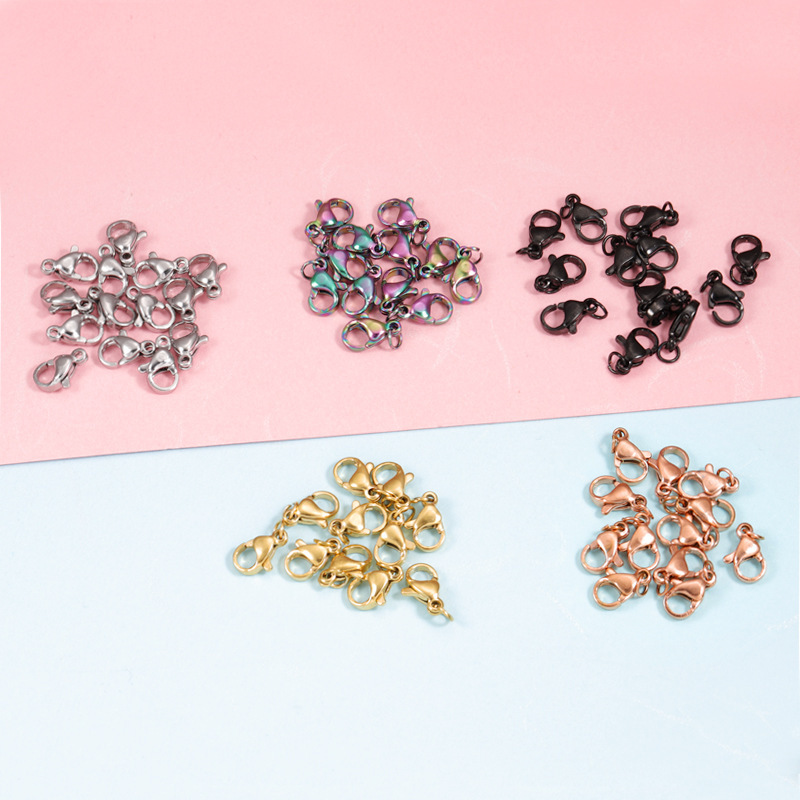 Foreign trade hot furnace vacuum plated stainless steel lobster buckle DIY accessories connection buckle 9/10mm jewelry buckle